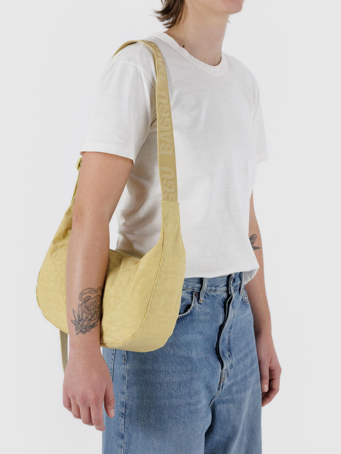 Medium Nylon Crescent Bag | Butter