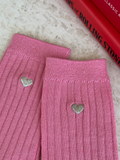 Embroidered Her Socks | Pink Water + Heart