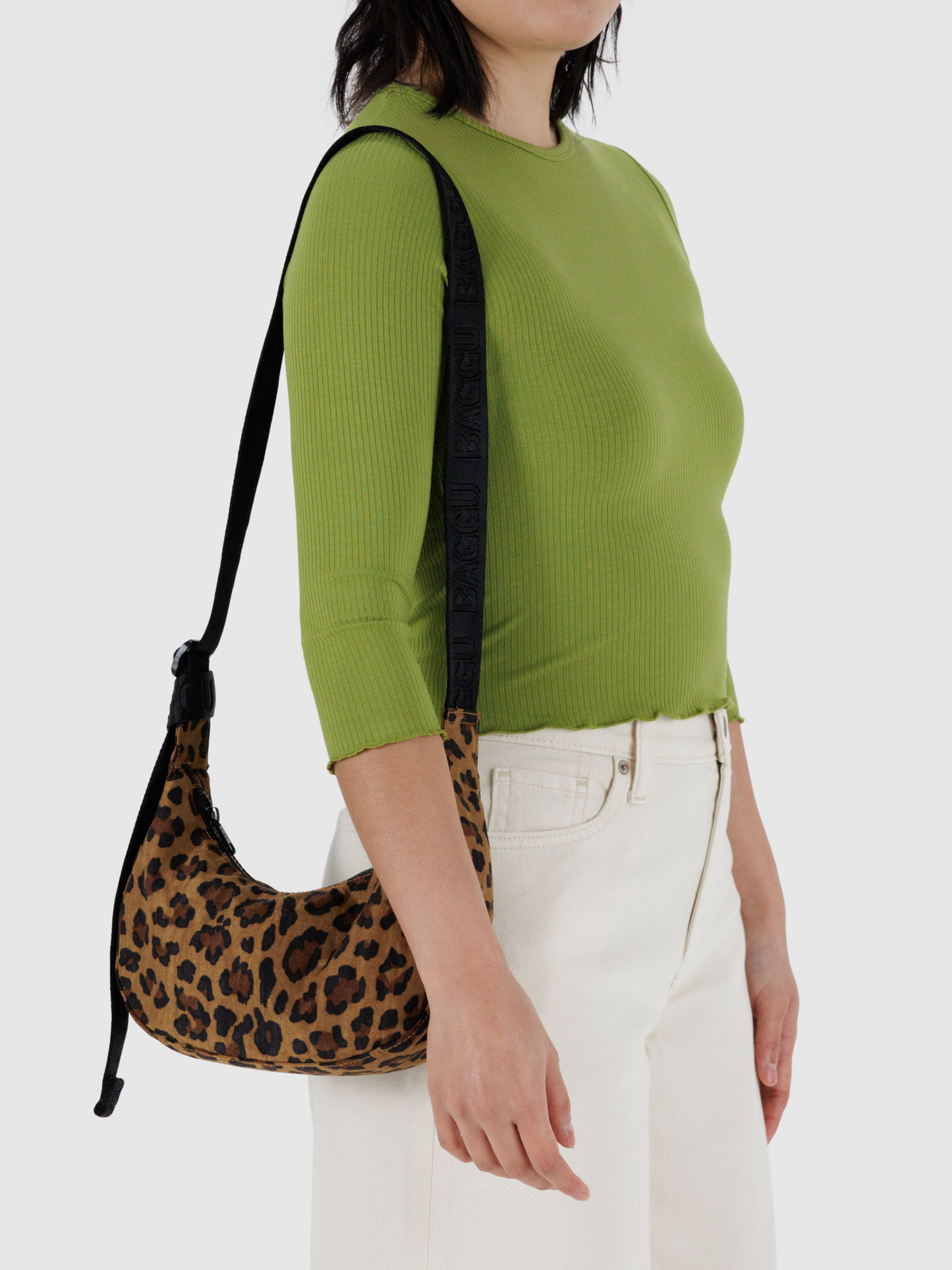 Small Nylon Crescent Bag | Leopard