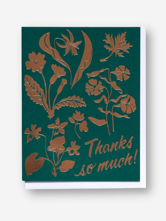 Thanks Wildflowers Rose Gold Foil Card