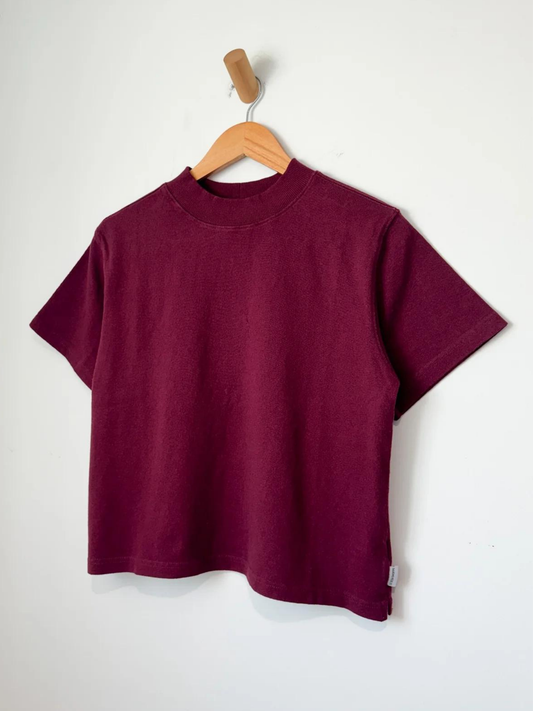 Sunset Mock Neck Tee | Cabernet