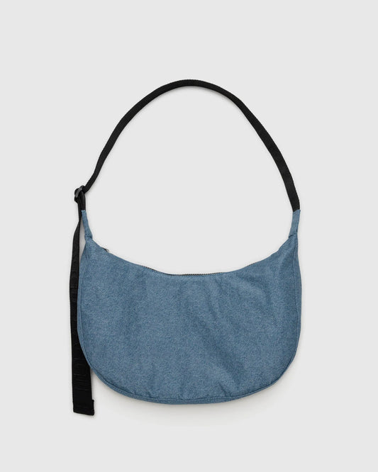 Medium Nylon Crescent Bag | Digital Denim
