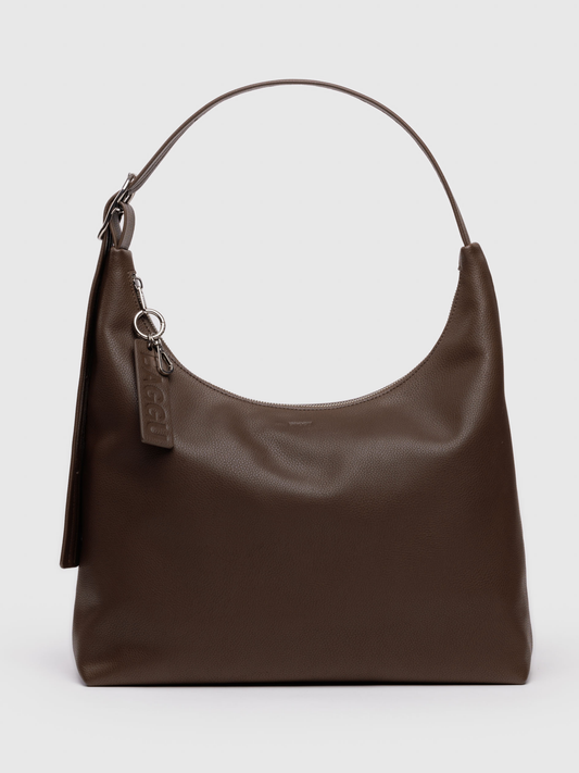 Recycled Leather Shoulder Bag | Brown