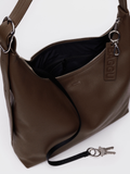 Recycled Leather Shoulder Bag | Brown