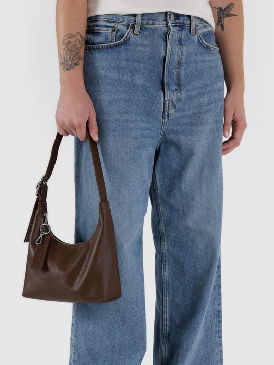 Mini Leather Shoulder Bag | Brown