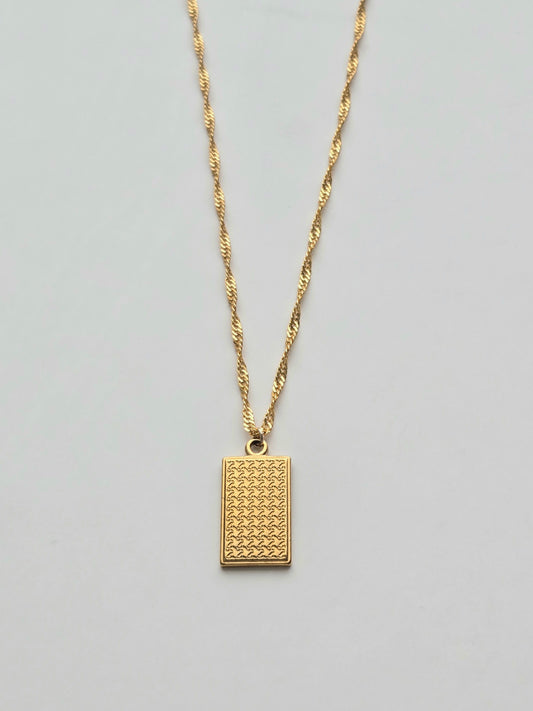 057 | rectangle houndstooth necklace (twist chain)