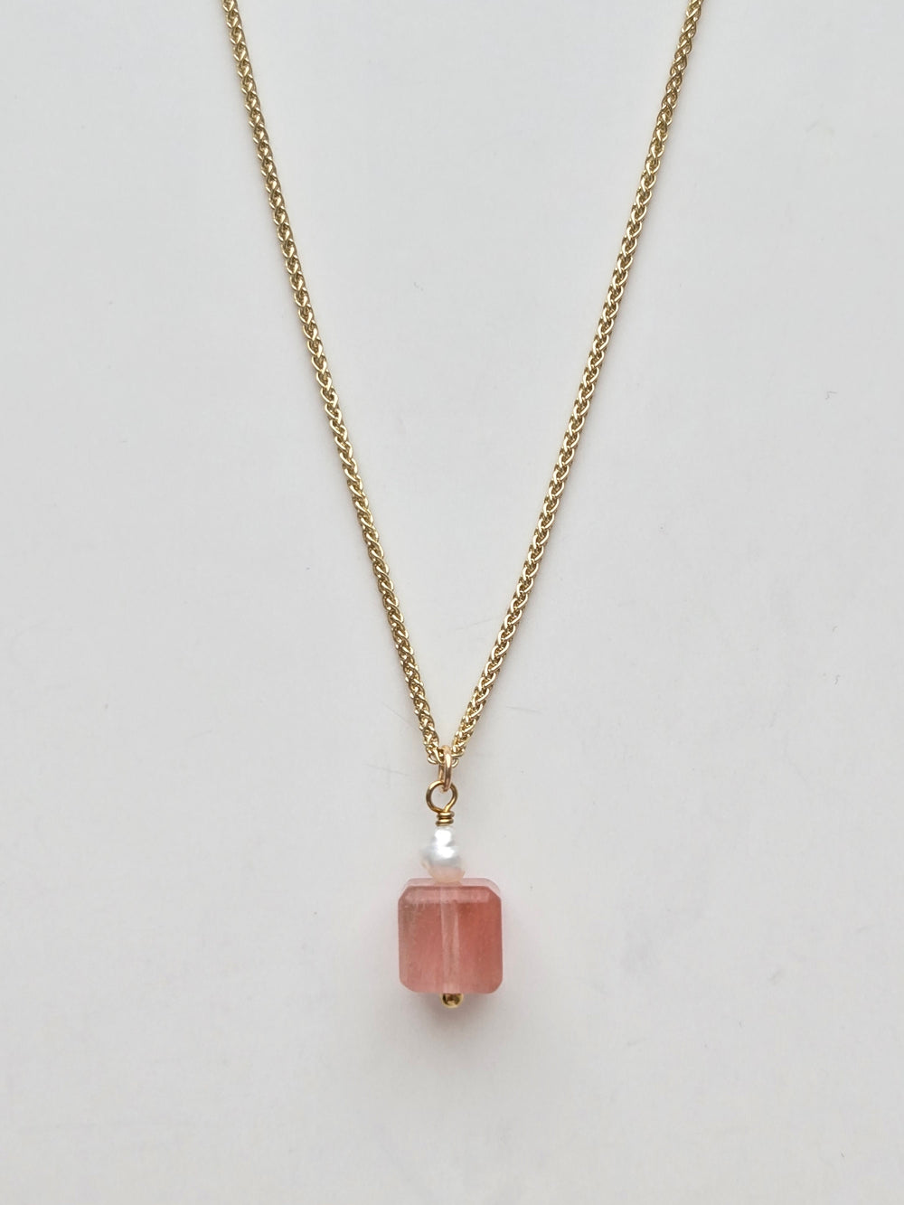 036 | pink square stone necklace