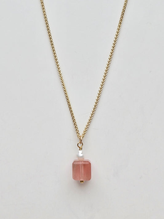 036 | pink square stone necklace