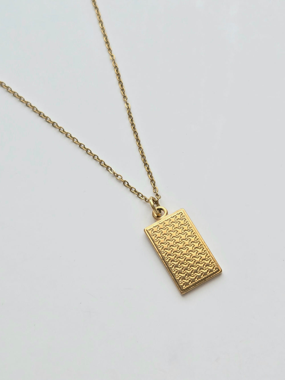 070 | rectangle houndstooth necklace (cable chain)