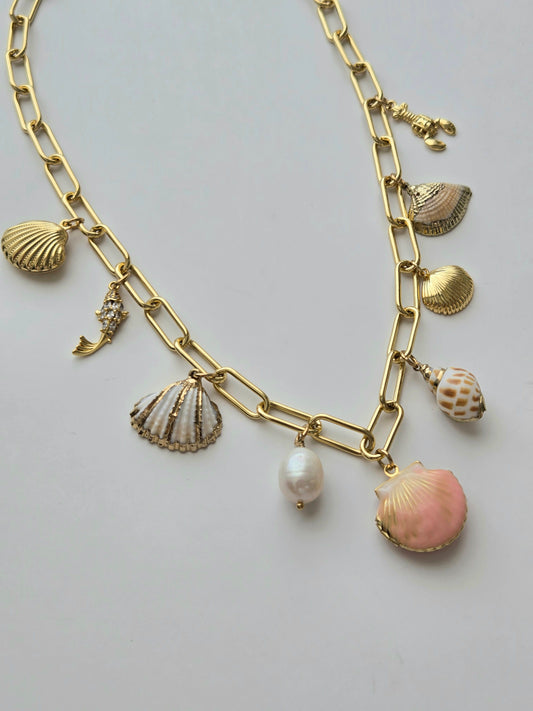 030 | gold 'sea life' charm necklace