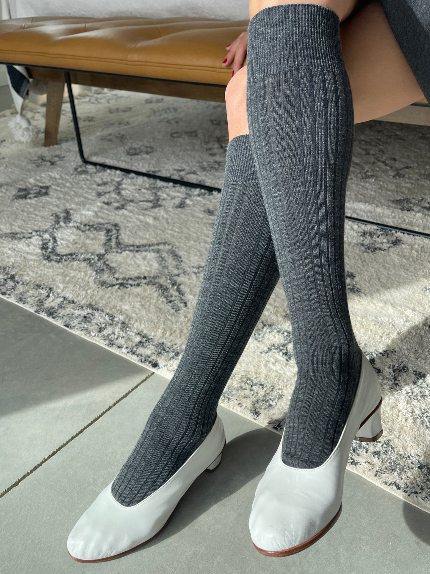 Schoolgirl Merino Socks | Charcoal Melange